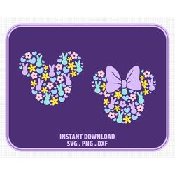 Easter, Mickey Minnie Mouse, Ears Head Bow, Bunny, Daisy Flower,  Svg Png Dxf Formats, Cut, Cricut, Silhouette