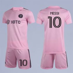 new 23/24 messi kids/youth jersey set soccer kit pink or black uniform gift youth summer