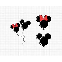 balloons, mickey minnie mouse bow, balloon, svg and png formats, cut, cricut, silhouette, instant download