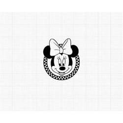 checkered minnie mouse, movie, retro, ears head bow, svg png dxf formats, cut, cricut, silhouette