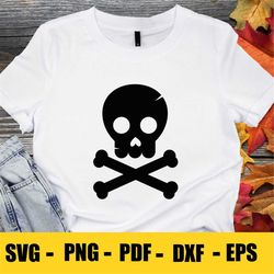 skull and crossedbones svg vector cut file and png transparent background clip art instant download