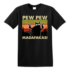 pew pew madafakas vintage funny t-shirt cat retro kitten xmas gift mens ladies