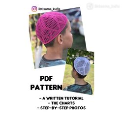 Crochet islamic kufi cap PDF printable pattern