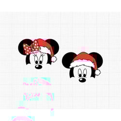 santa hat, mickey minnie mouse, christmas, holiday, face ears, bow, matching, couple, svg and png formats, cut, cricut,