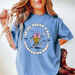 ice cream keeps the depression away mental health shirt trendy clothing dep