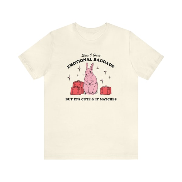 Sure I Have Emotional Baggage Funny Mental Health Shirt Vintage Rabbit Tee Ironic Meme Shirts That Go Hard Fairycore Coquette Tshirt ADHD - 3.jpg