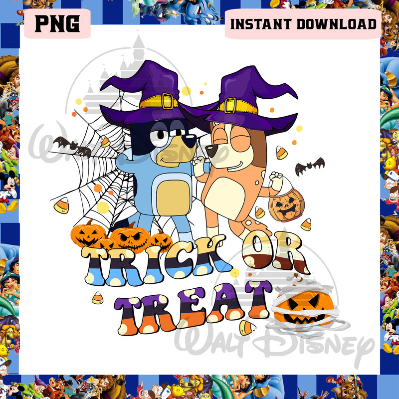 Bluey And Bingo Halloween Png, Bluey Bingo Trick Or Treat Png, Spooky Bluey Png - 1.jpg