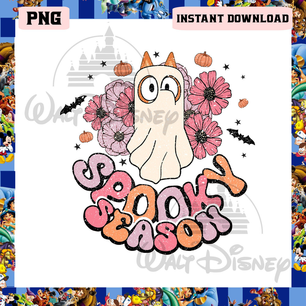 Bluey Floral Spooky Season Halloween Png, Bluey Ghost Halloween Png, Trick Or Treat Png - 1.jpg