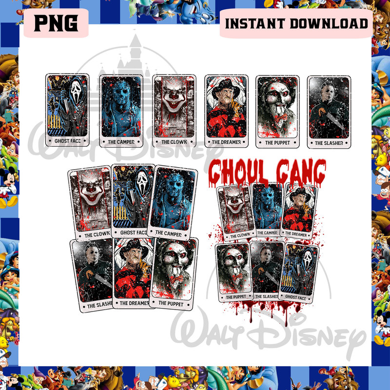 Bundle Halloween Tarot Card Character Png, Ghoul Gang Horror Movie Png, Ghostface The Camper The Slasher Png - 1.jpg