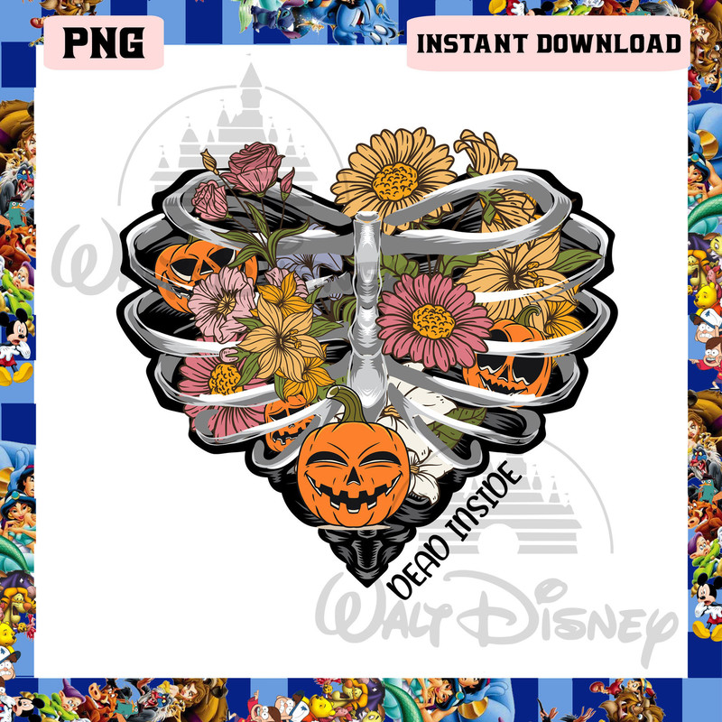 Dead Inside Halloween Png, Skeleton Heart Halloween Png, Floral Pumpkin Halloween Png - 1.jpg