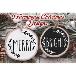 rustic christmas ornament svg, png bundle, farmhouse christmas ornament svg, round christmas decoration svg, round ornam