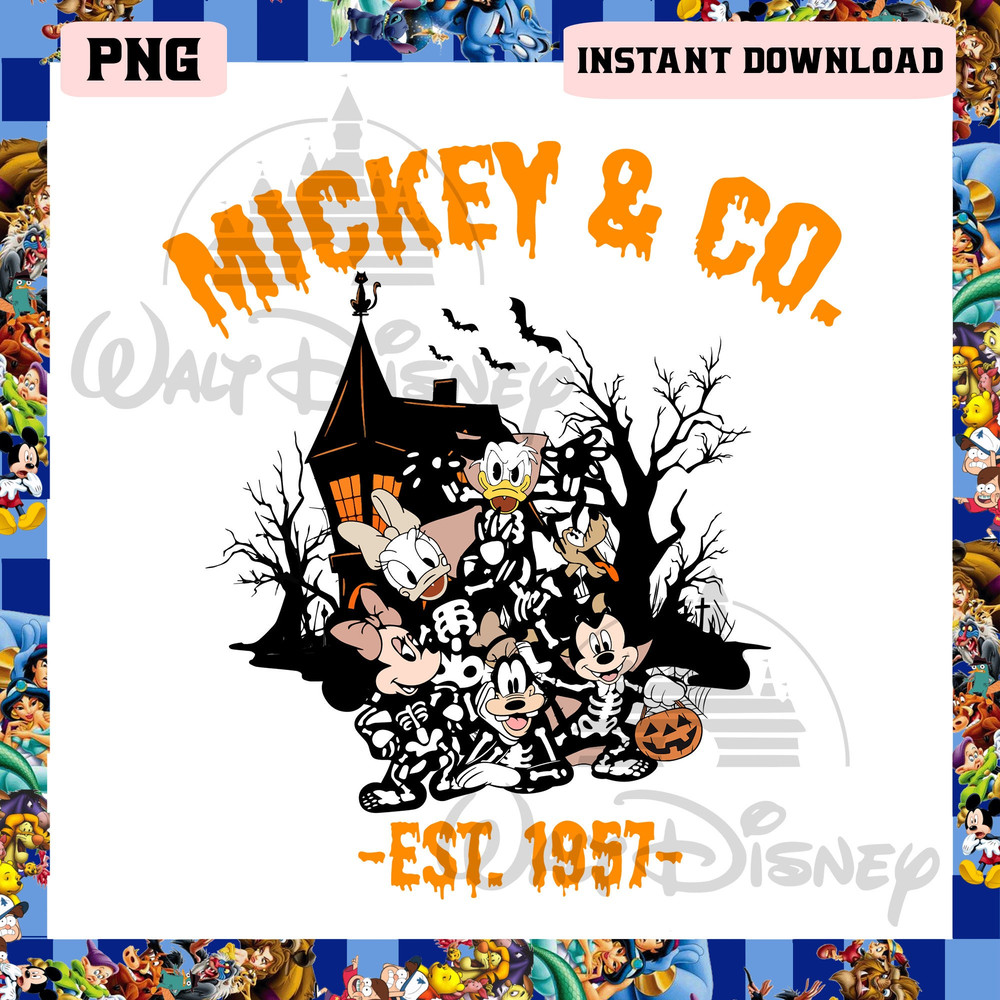 Mickey And Friends Skeleton Halloween Png, Mickey & Co 1957 Halloween Png, Magic Kingdom Halloween Png - 1.jpg