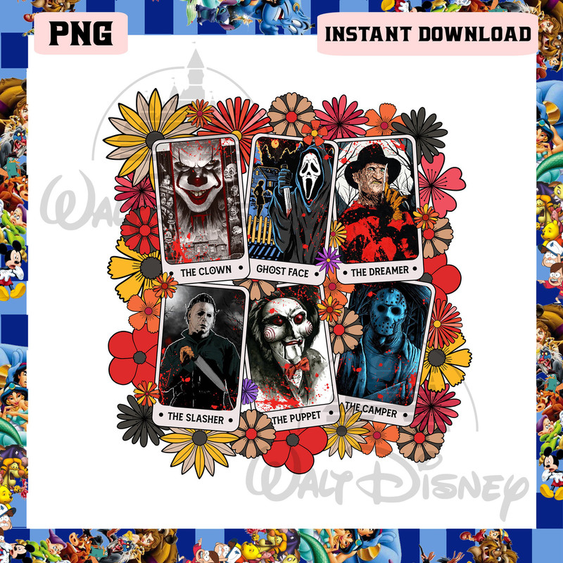 Floral Halloween Tarot Card Character Png, Horror Movie Png, Ghostface The Camper The Slasher Png, Squad Scary Png - 1.jpg