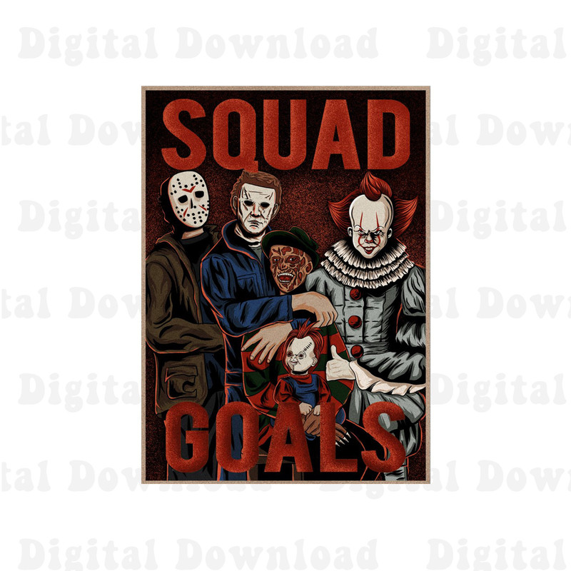 Horror Squad Goals Character Png, Halloween Movie Killer Png, Pennywise Chucky Jason Voorhees Png - 1.jpg