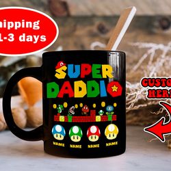 personalized funny super daddio mug, kid fathers day gift, gamer daddy mug, fathers day mug