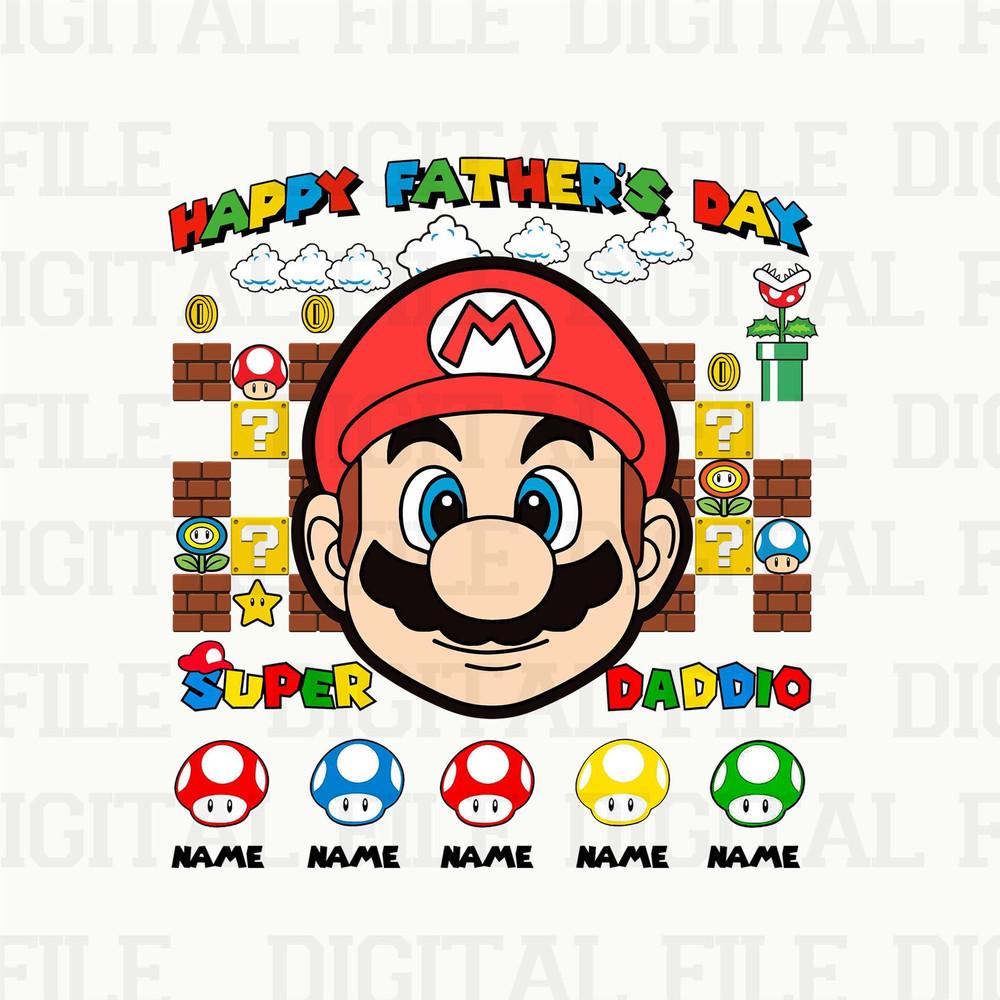Personalized Happy Father's PNG, Super Daddio Cartoon Png, Custom Kid's Name Png, Cartoon Character Png, Game Kid Design Digital Sublimation - 1.jpg