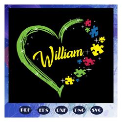william svg, personalize with your kids name, autism awareness, autism, autism svg, autism gift, autism son, autism mom,