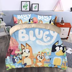 bluey bedding sets, bluey bedding, bandit heeler, bandit heeler bluey bedroom decor , decorations for home bedding sets