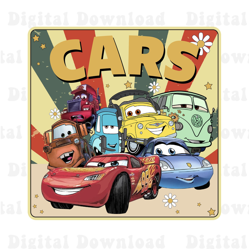 Retro Pixar Car Png, Cars Character Movie Png, Spring Flower Family Vacation Png, Magical Kingdom Png, Family Trip Png - 1.jpg
