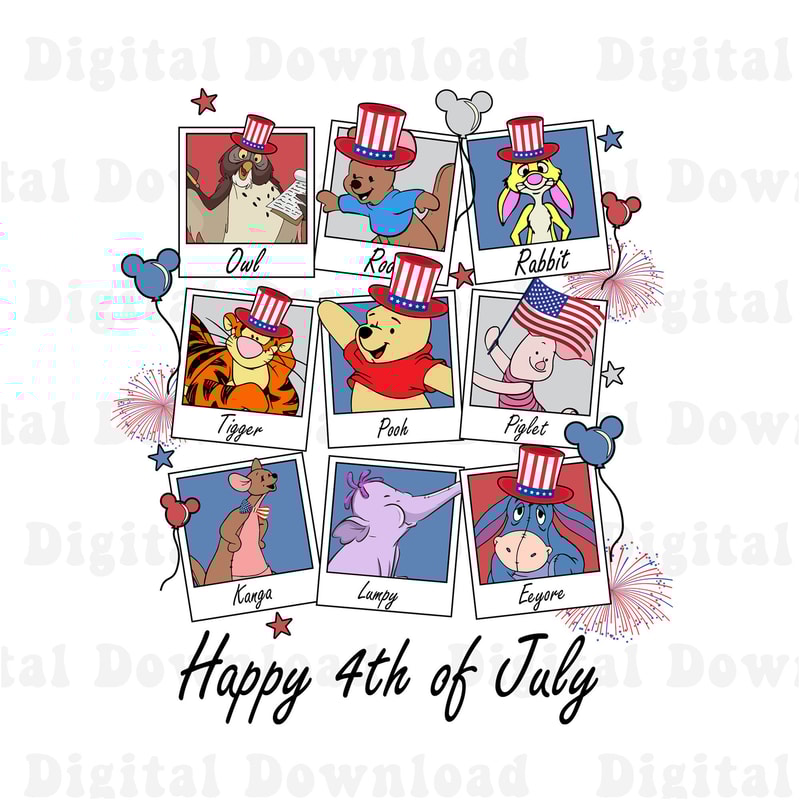 Winnie The Pooh 4th Of July Sublimation Designs, Fourth Of July 2023 Png, Pooh Tigger Eeyore Png, American Patriotic Png, Instant Download - 1.jpg