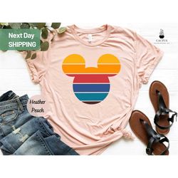 retro sunset mickey shirt, colorful mickey t-shirt, magic kingdom shirt, matching family travel shirt, disneyland, disne