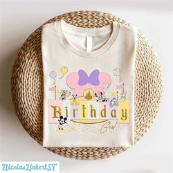 Disney Birthday Girl Shirt, Colorful Disney Birthday Shirt, Matching Disneyland Shirt, Mickey Minnie Birthday Shirt, Bir