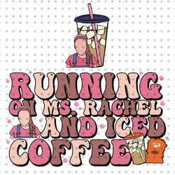 running on and iced coffee svg, coffee mom svg, retro wavy text, iced coffee juicebox svg, retro mom svg, coffee svg, di