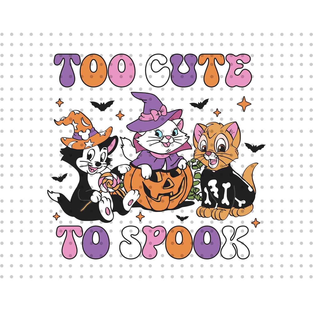 Too Cute To Spook SVG, Halloween Cat Pumpkin Svg, Cat Halloween, Halloween, Spooky Kingdom Svg, Trick Or Treat Png, Spooky Vibes Svg Png - 1.jpg