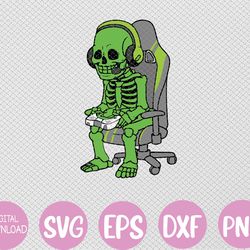 gaming halloween skeleton scary gamer funny svg, eps, png, dxf, digital download
