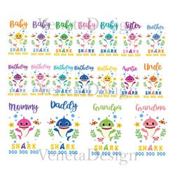 baby shark bundle svg, trending svg, birthday svg, family svg, baby shark birthday, baby shark family, baby shark svg, a