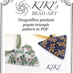 peyote pattern peyote triangle pattern dragonflies peyote pendant patterns - patterns in pdf in 2 versions - instant d