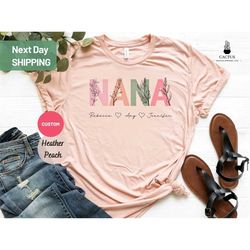 Custom Nana Shirt, Mom Shirt With Names, Personalized Nana T-shirt, Mother's Day Shirt, Nana With Children Names Tee, Cu