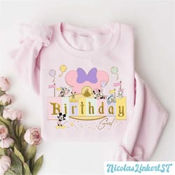 disney birthday girl sweater, colorful disney birthday hoodie, matching disneyland shirt, mickey minnie birthday tee, bi