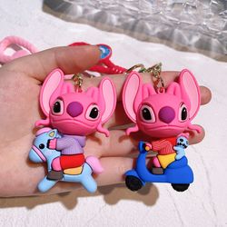 Disney Lilo & Stitch Toys Keychain Anime Stitch Pendant Keychain Sweet Pink Angel Keychains Car Birthday