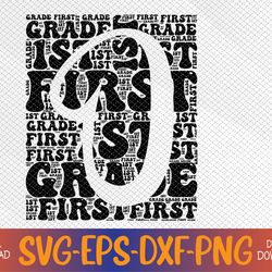 Typography Groovy First Grade Teacher Back to School Svg, Eps, Png, Dxf, Digital Download