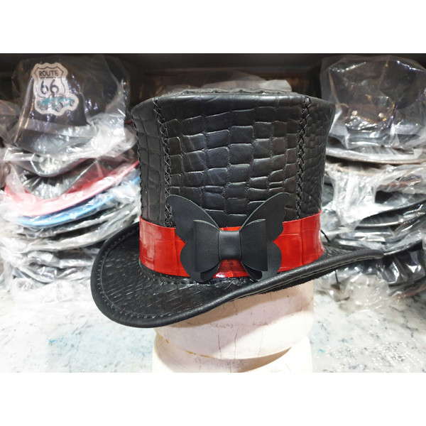 Steampunk Madhatter Crocodile Leather Top Hat (12).jpg