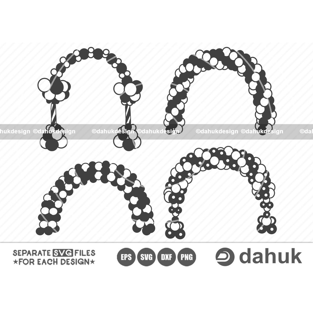 Balloon Arch SVG, Layered Ballon Arch Svg, Balloons svg, Party gate svg, Birthday gate svg, Cut file for silhouette, svg, eps, dxf, png - 1.jpg