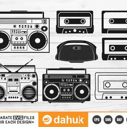 boombox mixtape svg, old boombox svg, mix tape svg, cassette tape