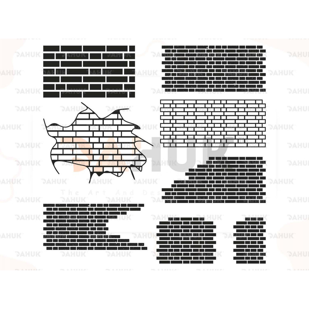 Brick Wall svg Wall svg Silhouette Clipart Cuttable Design SVG PNG DXF & eps Designs - 1.jpg