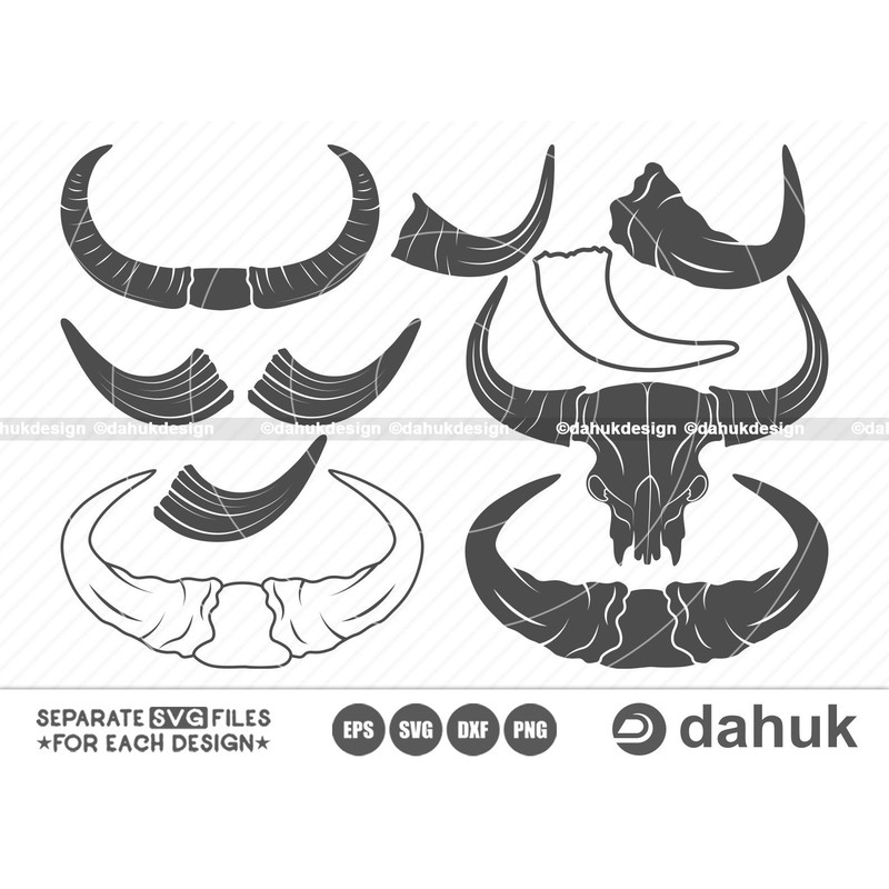 Buffalo Horn SVG, Animal Horns SVG, Horn svg, Horn Clipart, Horn Silhouette, Horn Cricut, Buffalo Horn Cut Files, Cut file, for silhouette - 1.jpg