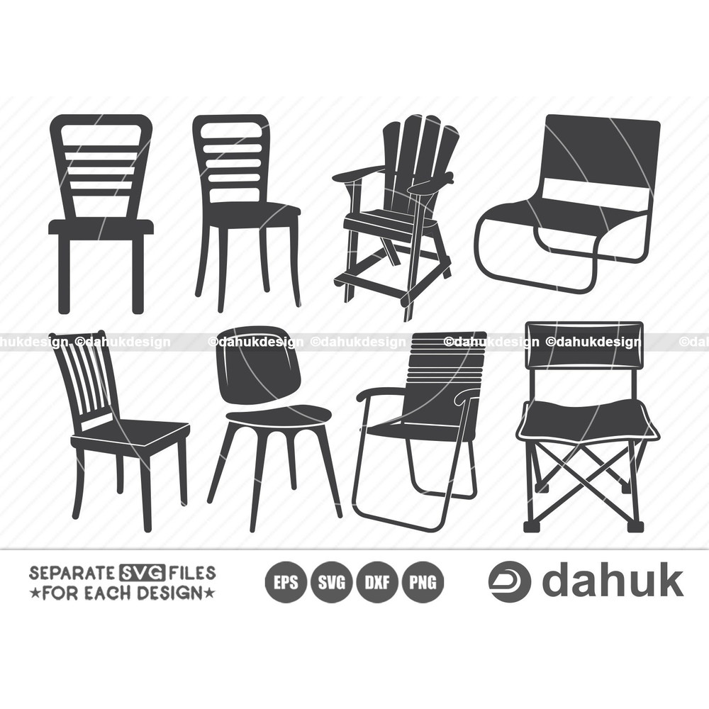 Chair SVG Cut Files, Camping Chair SVG, Decorator Chair svg, Office Chair svg, Beach Chair svg, Plastic Chair SVG, Cut file, for silhouette - 1.jpg