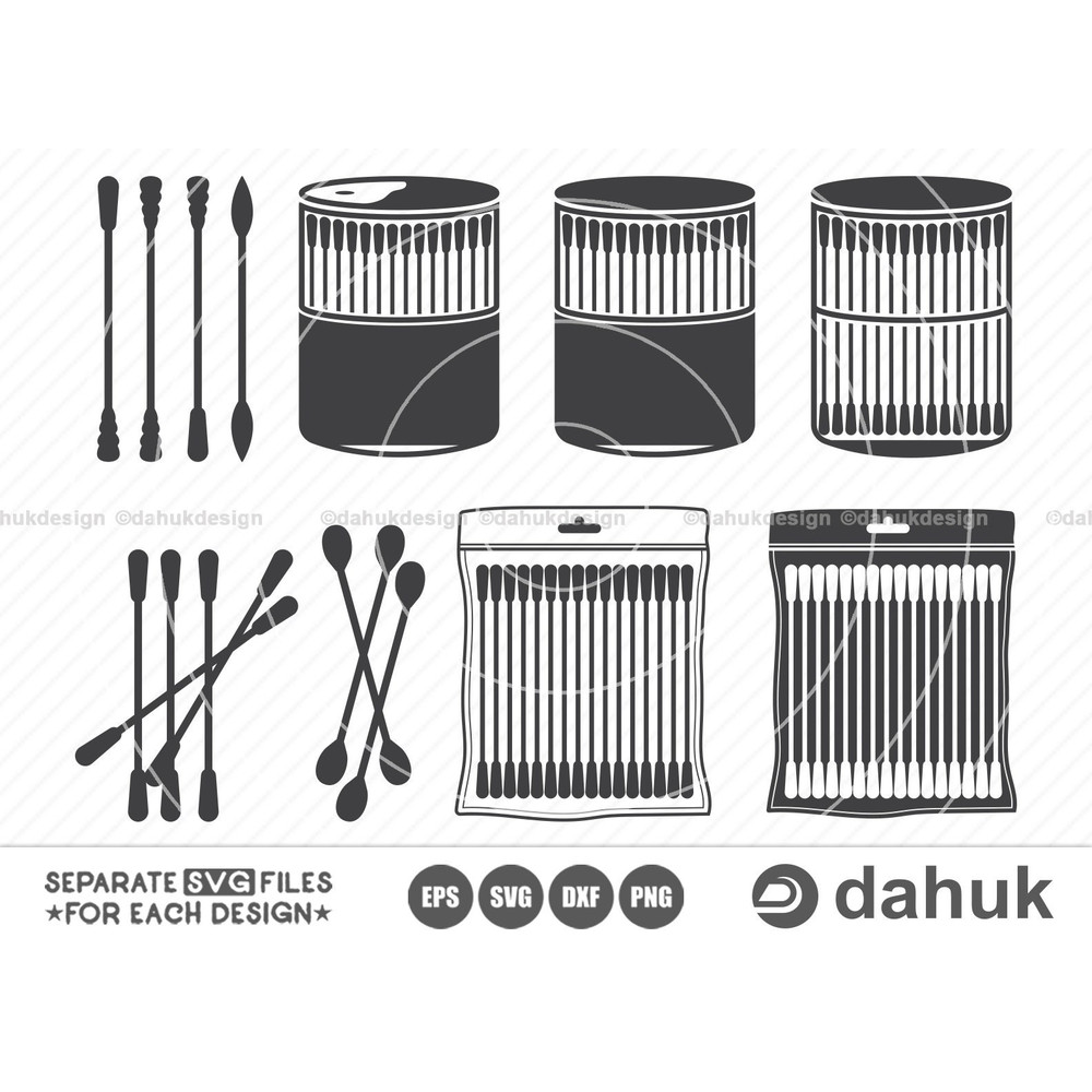 Cotton Swab SVG, Cotton Ear Swab, Cotton Bud Svg, Cotton Clipart, Cut file, for silhouette, svg, eps, dxf, png, clipart cricut design space - 1.jpg