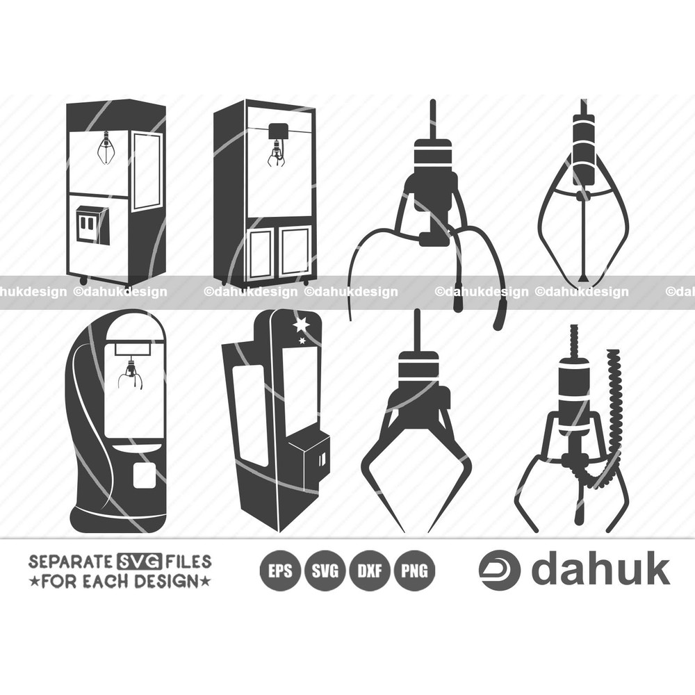 Crane Claw Machine SVG, Prize, Arcade Clipart, Cut file for silhouette, svg, eps, dxf, png, clipart cricut design space, vinyl cut files - 1.jpg