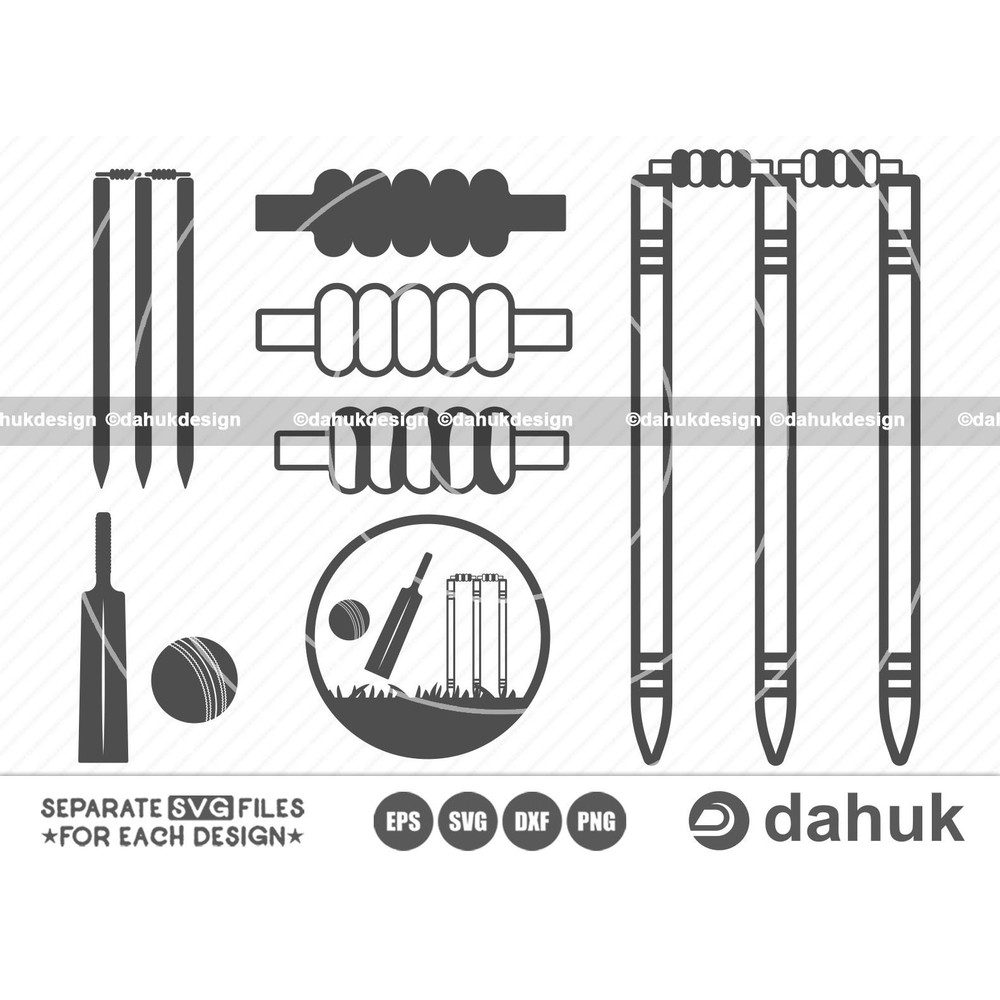 Cricket Stump SVG, Cricket bat svg, Cricket Ball, Cricket Icon, Cricket stumps and rails svg, Cut file for silhouette, svg, eps, dxf, png - 1.jpg