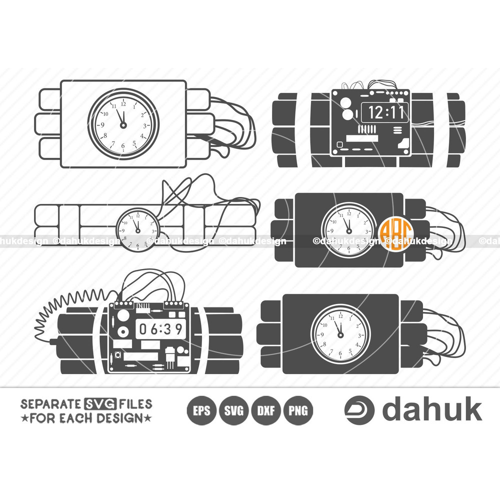Dynamite Bomb Timer SVG, Bomb Timer SVG, Dynamite Bomb SVG, Dynamite Timer svg, Cut file, for silhouette, svg, eps, dxf, png, clipart - 1.jpg