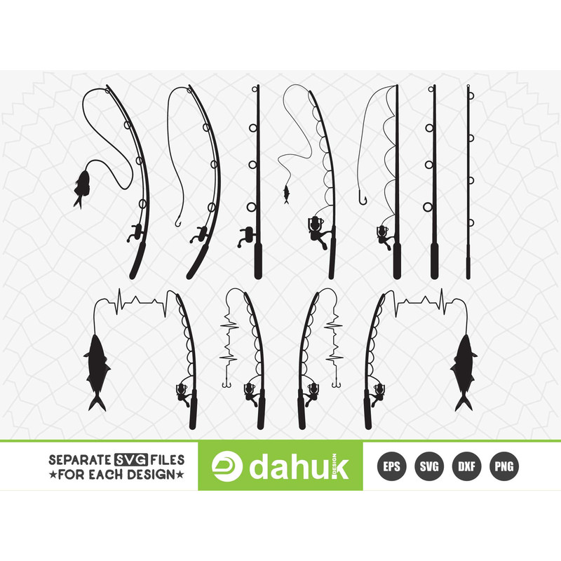 Fishing Rod SVG, Fishing Pole, Fishing Heartbeat SVG, Silhouette - 1.jpg