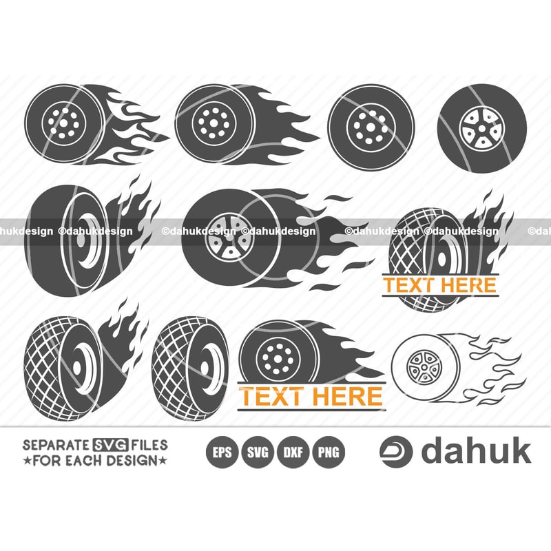 Racing Tire SVG Files, Racing Tire with Flames vector, Tire with Flames clipart, Fire wheel tire svg, Cut file, for silhouette, svg, eps - 1.jpg