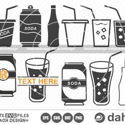 soda icon svg, soda vector, soda bottle, soda can icons, cut file for silhouette, svg, eps, dxf, png, clipart cricut des