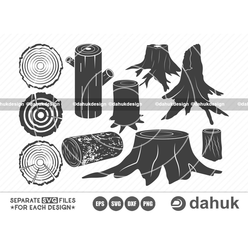 Tree stump SVG, Tree stump Vector, Tree stump Icon, Wood Slice Svg, Log SVG, Tree rings, Cut file, for silhouette, svg, eps, dxf, png - 1.jpg