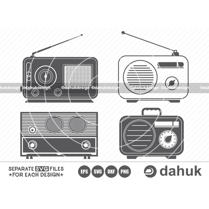 Vintage Radio Svg, Retro radio svg, Vintage Radio Icons, Vintage Radio Clipart, Cut file for silhouette, svg, eps, dxf, png, clipart cricut - 1.jpg